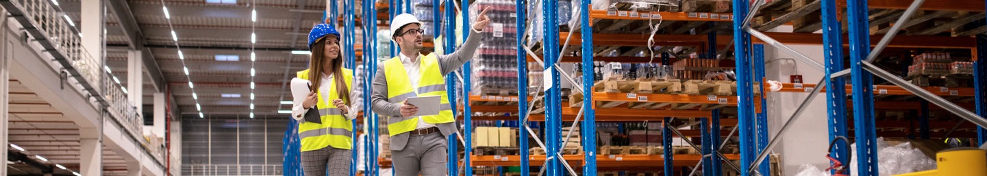 Large warehouse with forklift truck