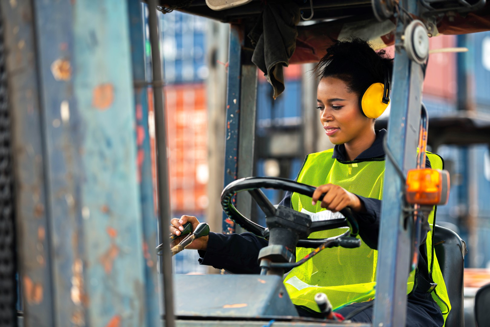 Female forklift driver