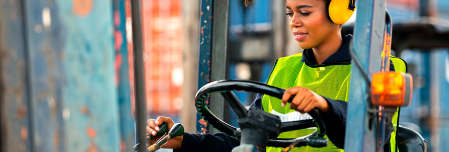 Female forklift driver