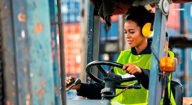 Female forklift driver