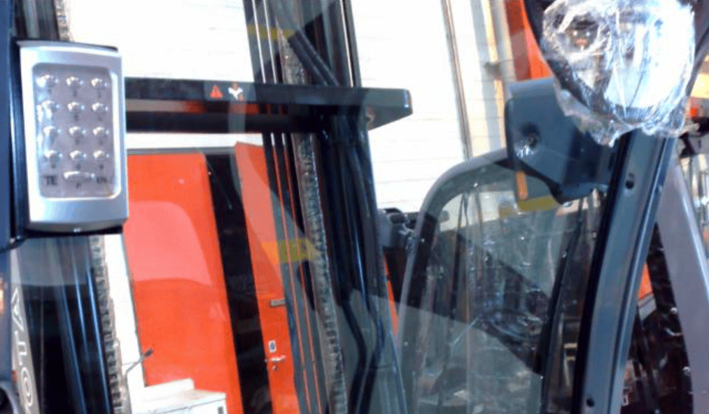 Forklift Keypad Ignition System fitted to a truck, silver keypad requiring the correct pin code to grant access. 